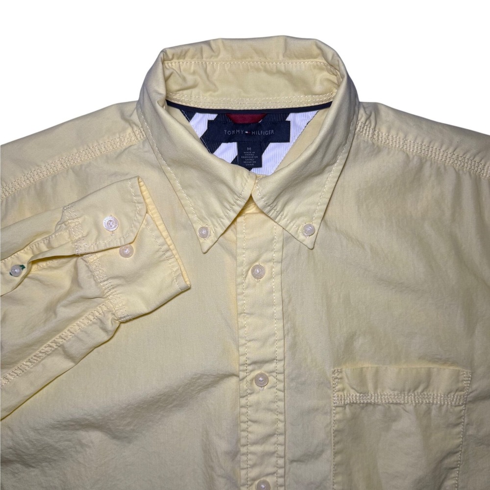 Tommy Hilfiger Long Sleeve Button Down Shirt Men Size Medium Yellow Cotton